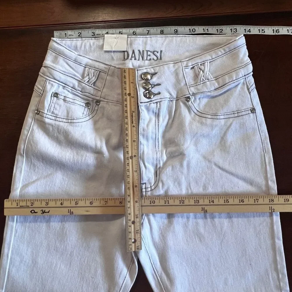 Danesi Jeans Butt Lifter White Denim High Waist Slim Fit Jeans Size 11